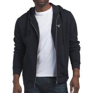 NEW BARBOUR Wallington Zip Hoodie navy cotton blend 763mn